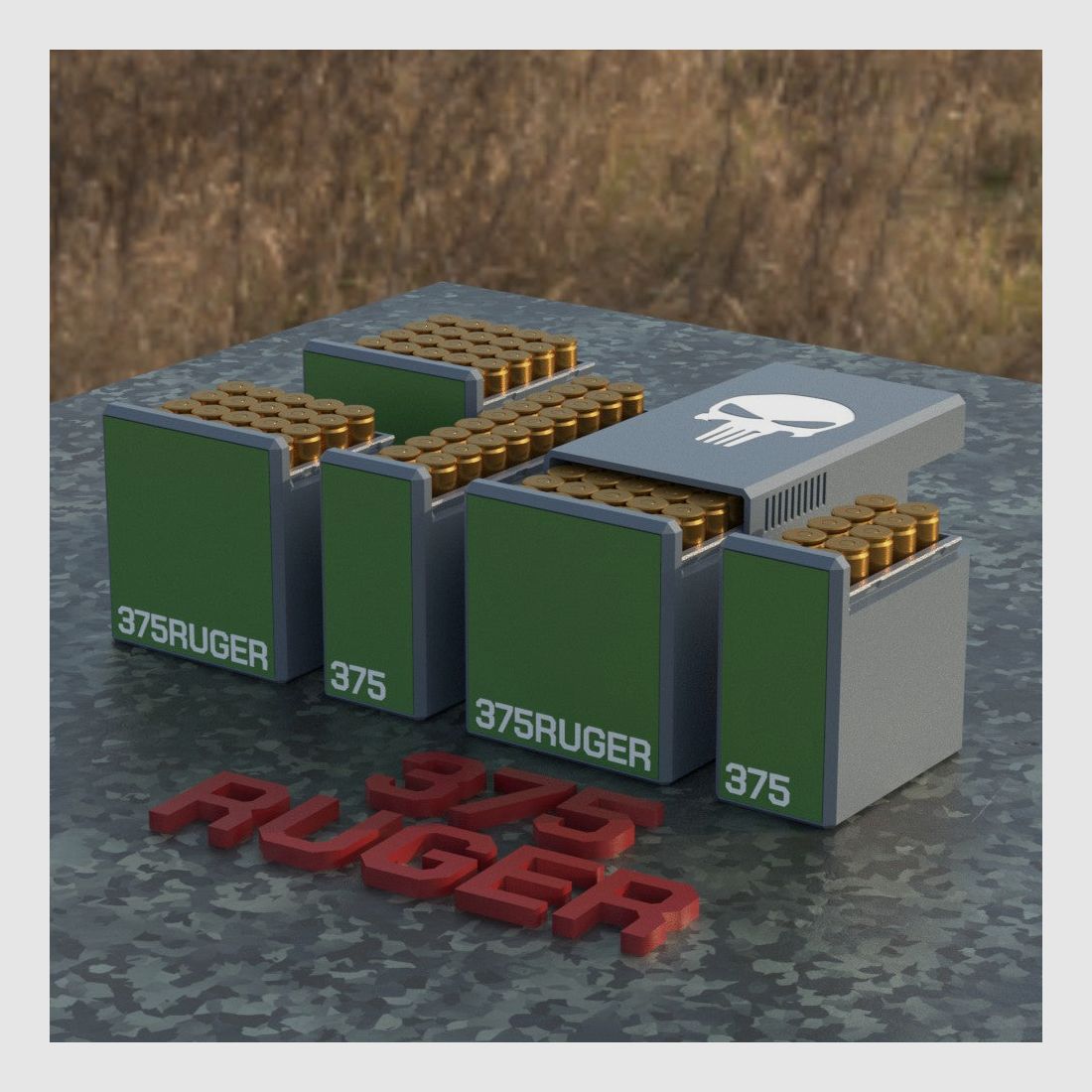 Filamelt Munitionsbox / Ammo Box .375 Ruger – Patronenbox für 50 Schuss, Made in Germany