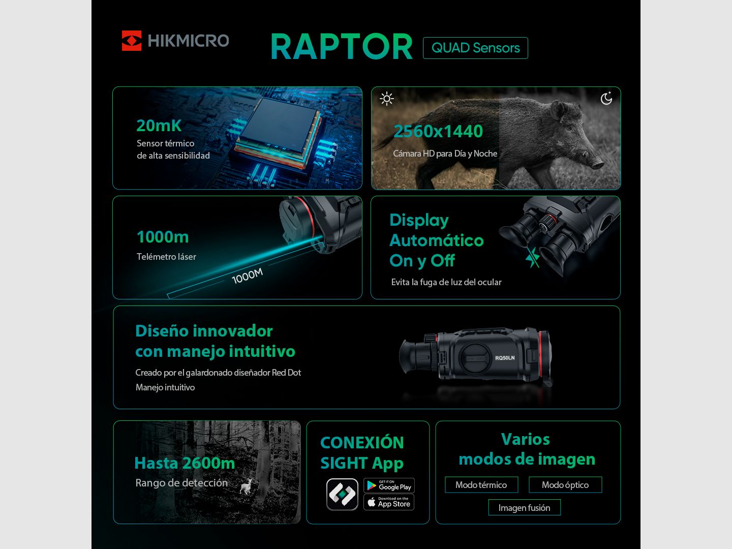 Digitale nachtcamera en thermische verrekijker Raptor RH50L HIKMICRO, afbeelding 7 van 7