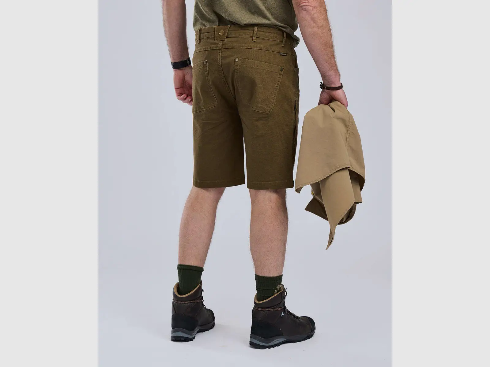 Pinewood Värnamo Vintage-Canvas-Shorts M, olivbraun, Bild 4 von 5