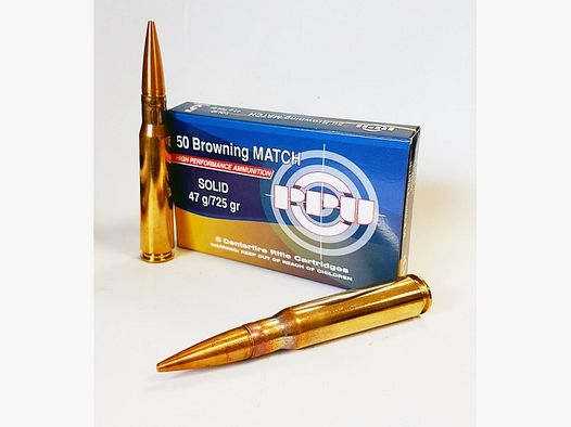 Partizan Patronen Kal. .50 Browning 725-Grs. MATCH Solid x5