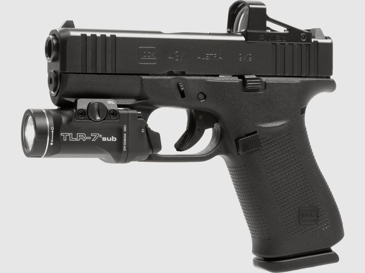 GLOCK 43X R/MOS/FS + Rotpunkt-Visier + taktisches Licht