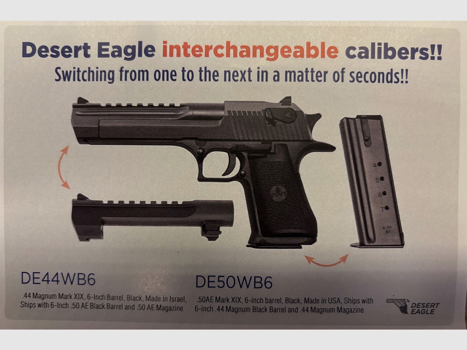 Magnum Research/IMI Desert Eagle Mark XIX .50AE inkl. Wechsellauf .44mag