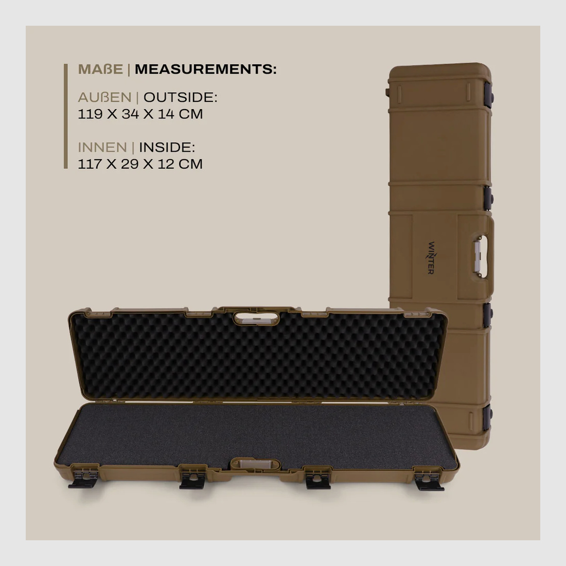 Funda para Rifle Winter W11 117 cm – estuche rígido robusto para armas largas