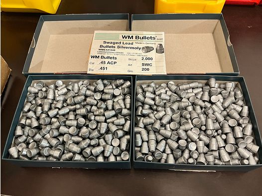 1000 piezas de proyectiles 45 ACP WM Bullet SWC con recubrimiento de Silvermoly