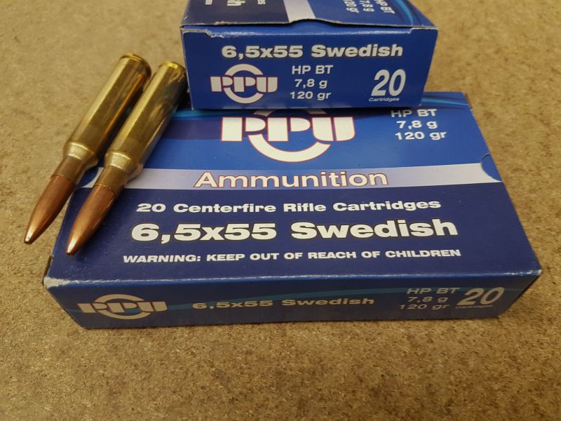 6,5x55/120grs. HPBT PPU Swedish 100 Stk.