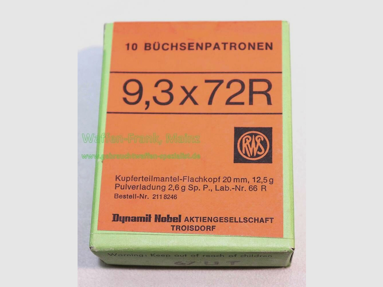 RWS (WZd.Fa.Rottweil) Büchsenpatronen 9,3x72R