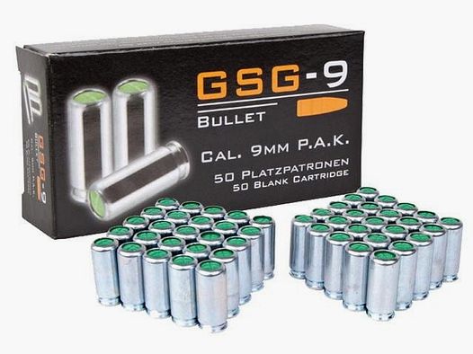 GSG-9 9 mm P.A.K. cartuchos de fogueo - 50 uds.