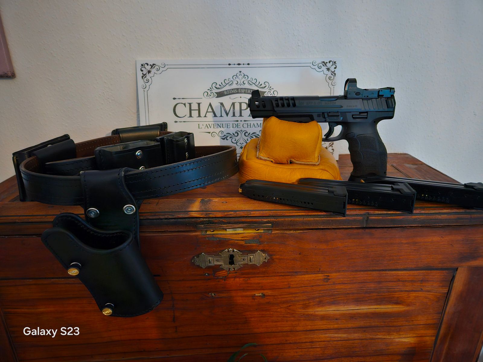 H&K SFP9 Match OR - larger rear sight & front sight - Burris - 8 magazines & Sickinger belt - also trade for watch!