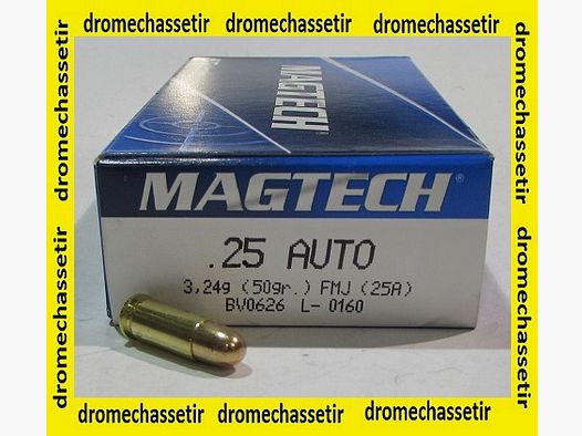 Scatola da 50 cartucce Magtech, cal. 25 ACP, FMJ 50 grains