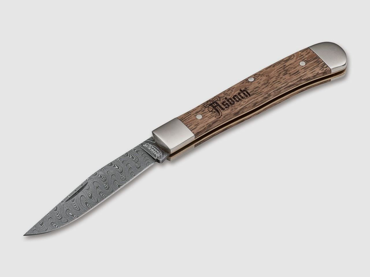 Zakmes Trapper Asbach Uralt Damast klassieke stijl §42a conform legaal dragen