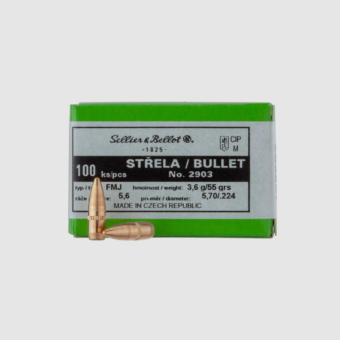 Sellier & Bellot Geschosse .223/.224 5,6mm FMJ 55GR 100 Stück