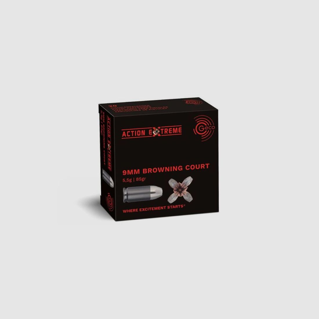 GECO 9 mm Browning short Action Extreme 5,5g/85gr - 20 Patronen