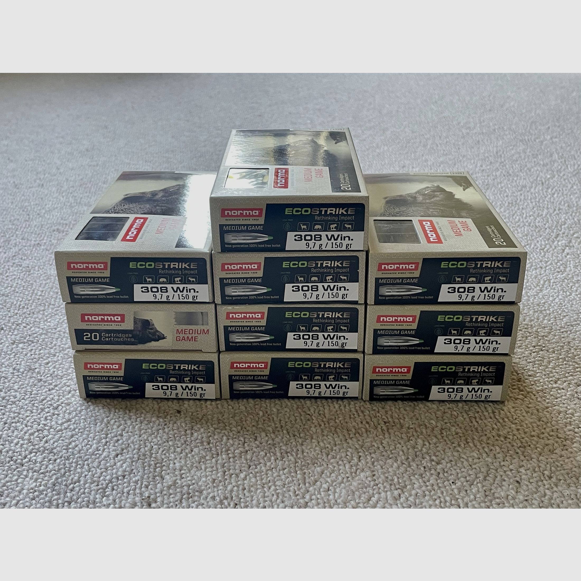 Norma EcoStrike 308 Win bleifrei 9,7g/150gr – 11 Pkg / 220 Patronen neu OVP