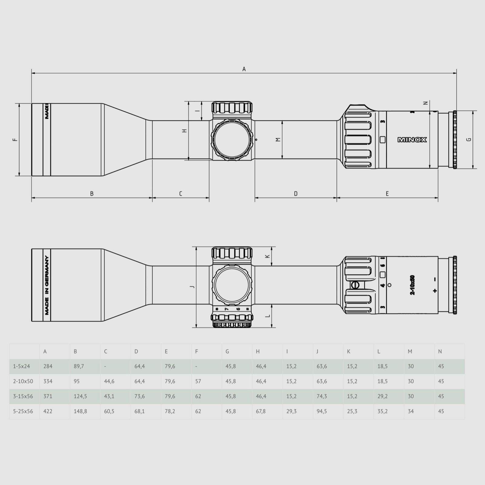 Minox 80107663 Lunette de tir polyvalente 2-10x50 Réticule lumineux 4 dans 2 plans d'image