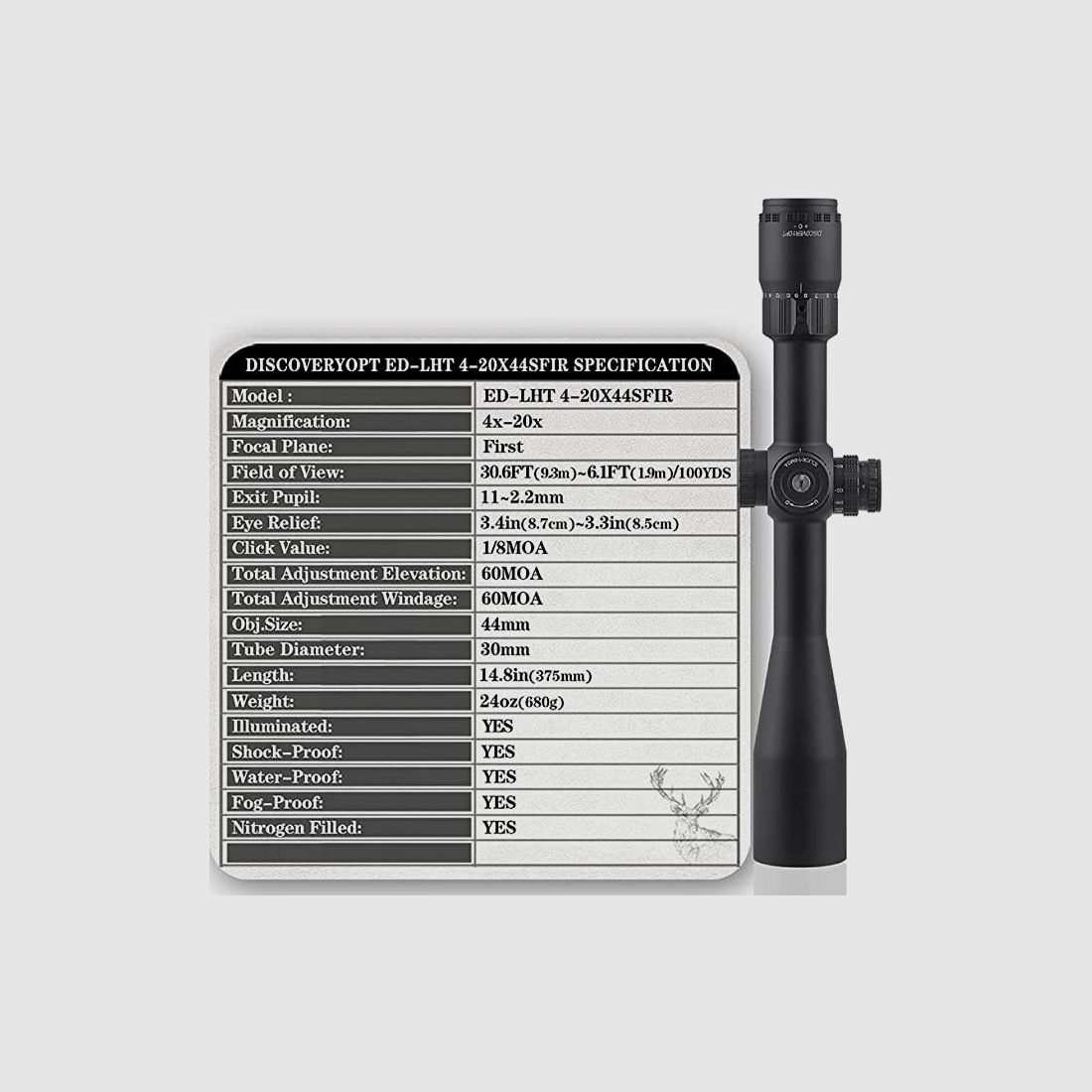 Richtkijker DiscoveryOpt ED-LHT 4-20×44 FFP + Montage, afbeelding 4 van 5