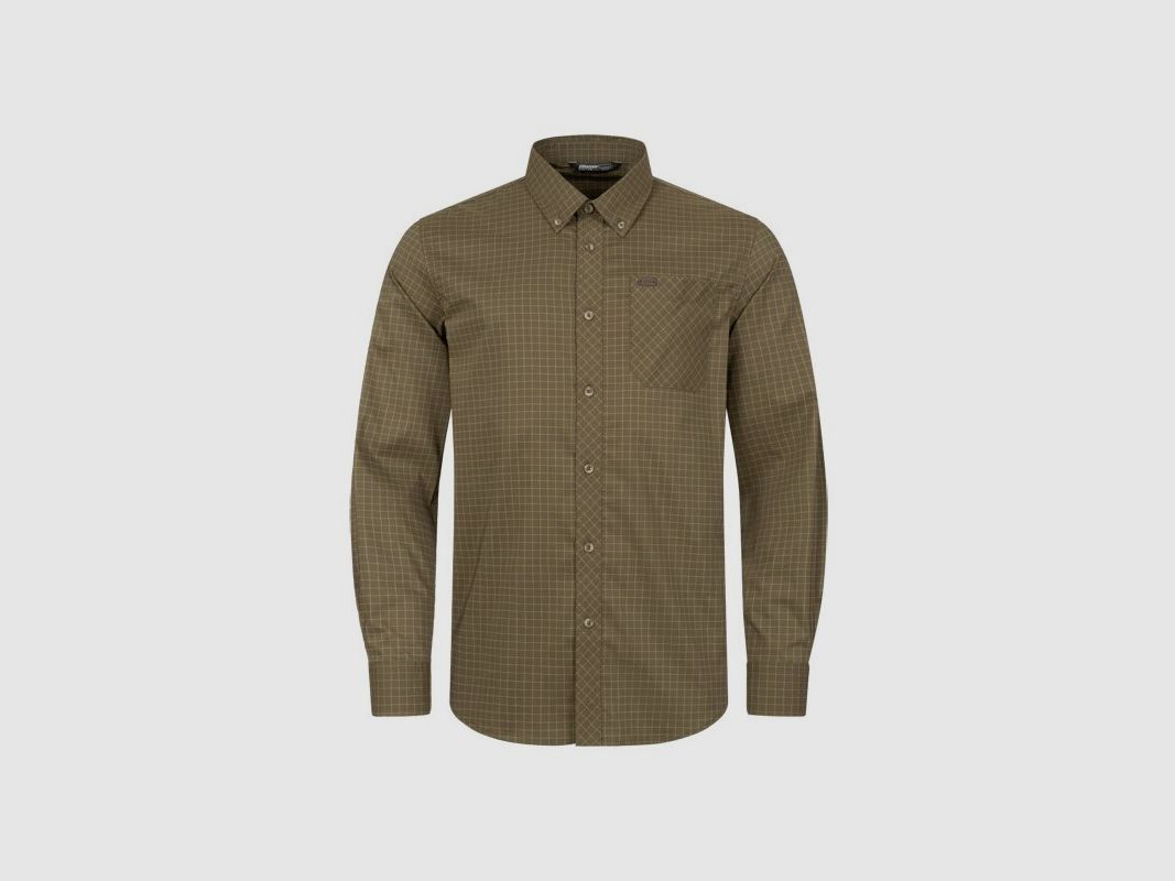 Blaser Stretch Hemd Serge Dunkel oliv kariert