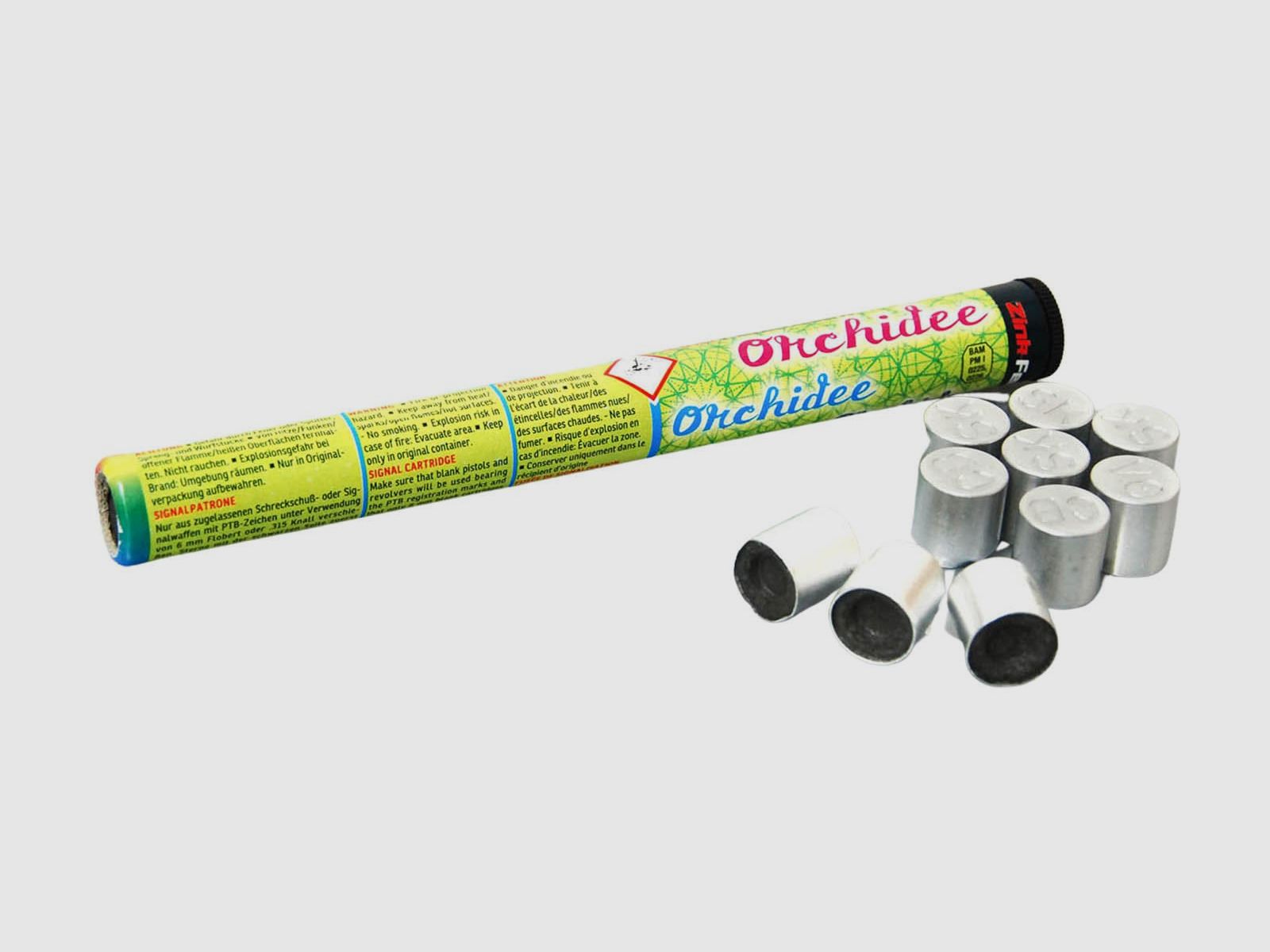 Zink 15mm Signalsterne - Orchidee 10er Rolle mit Silberschweif und bunte Farbperlen