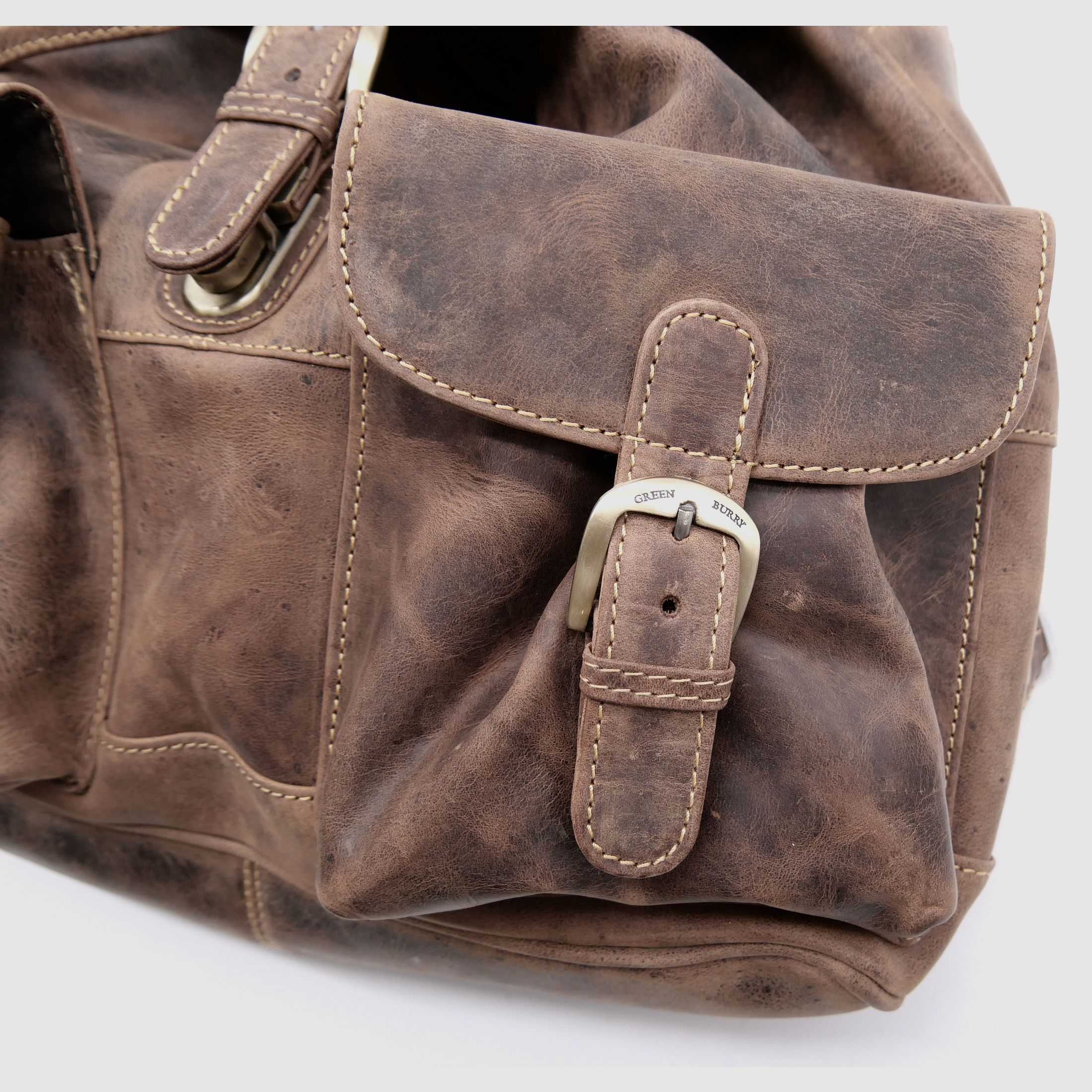 Greenburry Leder Rucksack Hirschprägung braun 1711-STAG3-25