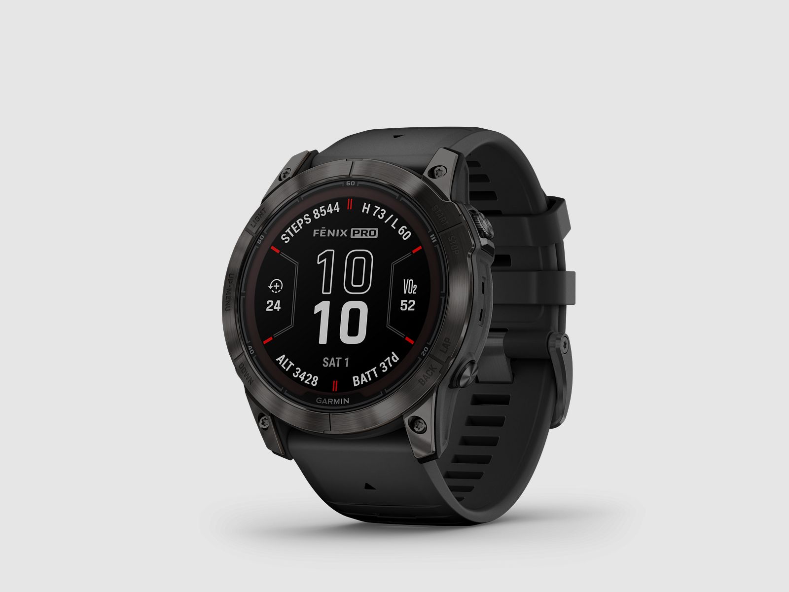 Garmin fēnix® 7X Pro – Edizione Sapphire Solar, Nero/Grigio Carbonio Titanio con cinturino in silicone QuickFit® da 26 mm