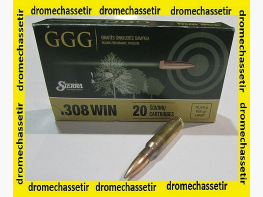 boite de 20 cartouches GGG, cal 308 winchester , 168 grains HPBT