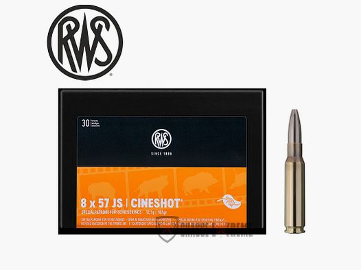 50 RWS cartridges cal 8X57 JS 187gr Cineshot