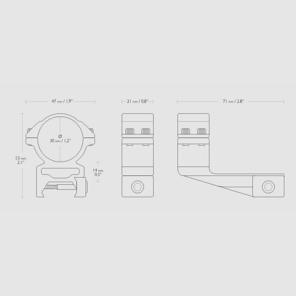 HAWKE 22127 Extension Ringmontagen 30mm Weaver Hoch 2 Stück