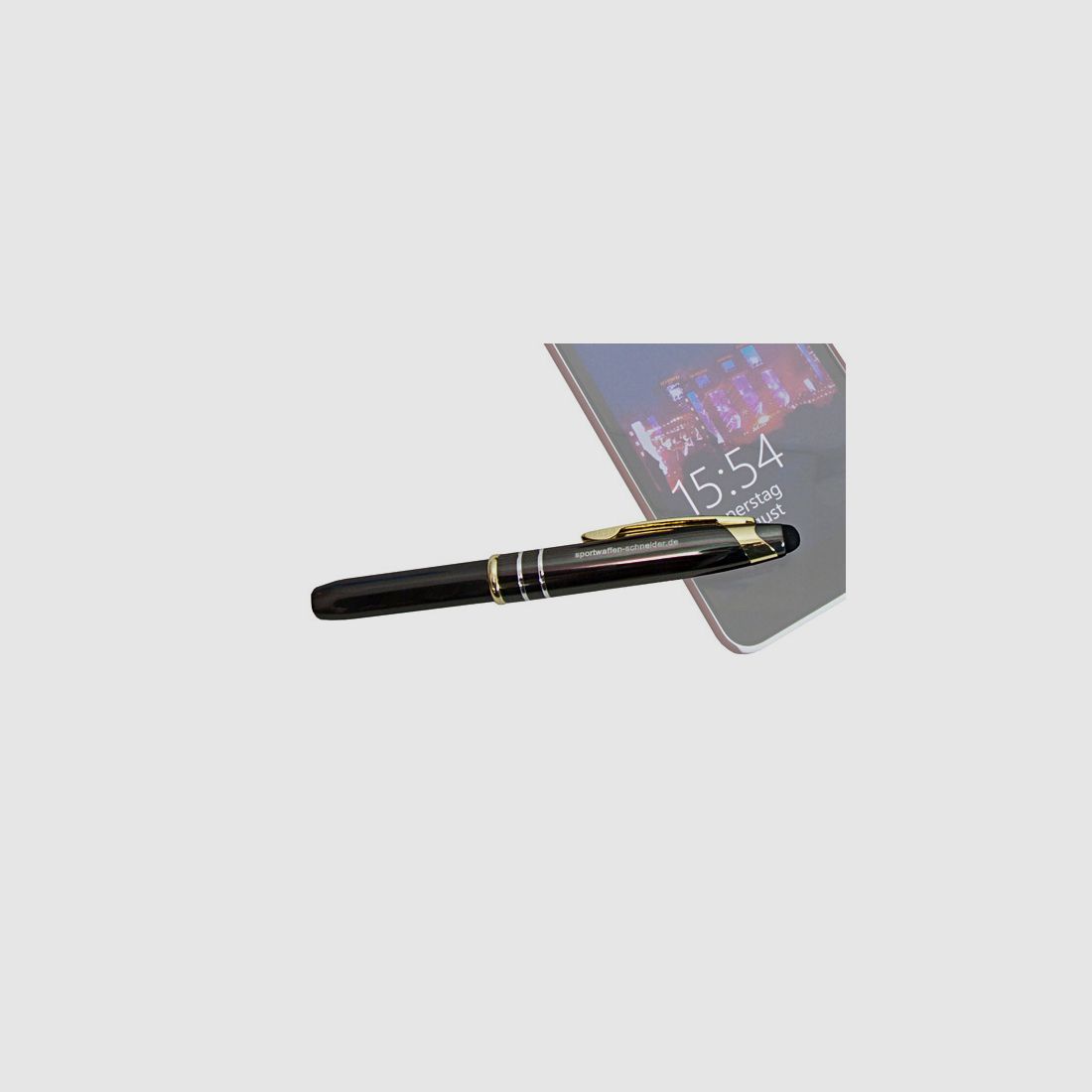SWS Kugelschreiber mit LED Lampe Stylus fĂĽr Touchscreen- Smartphonebedienung und Sportwaffen-Schneider Schriftzug
