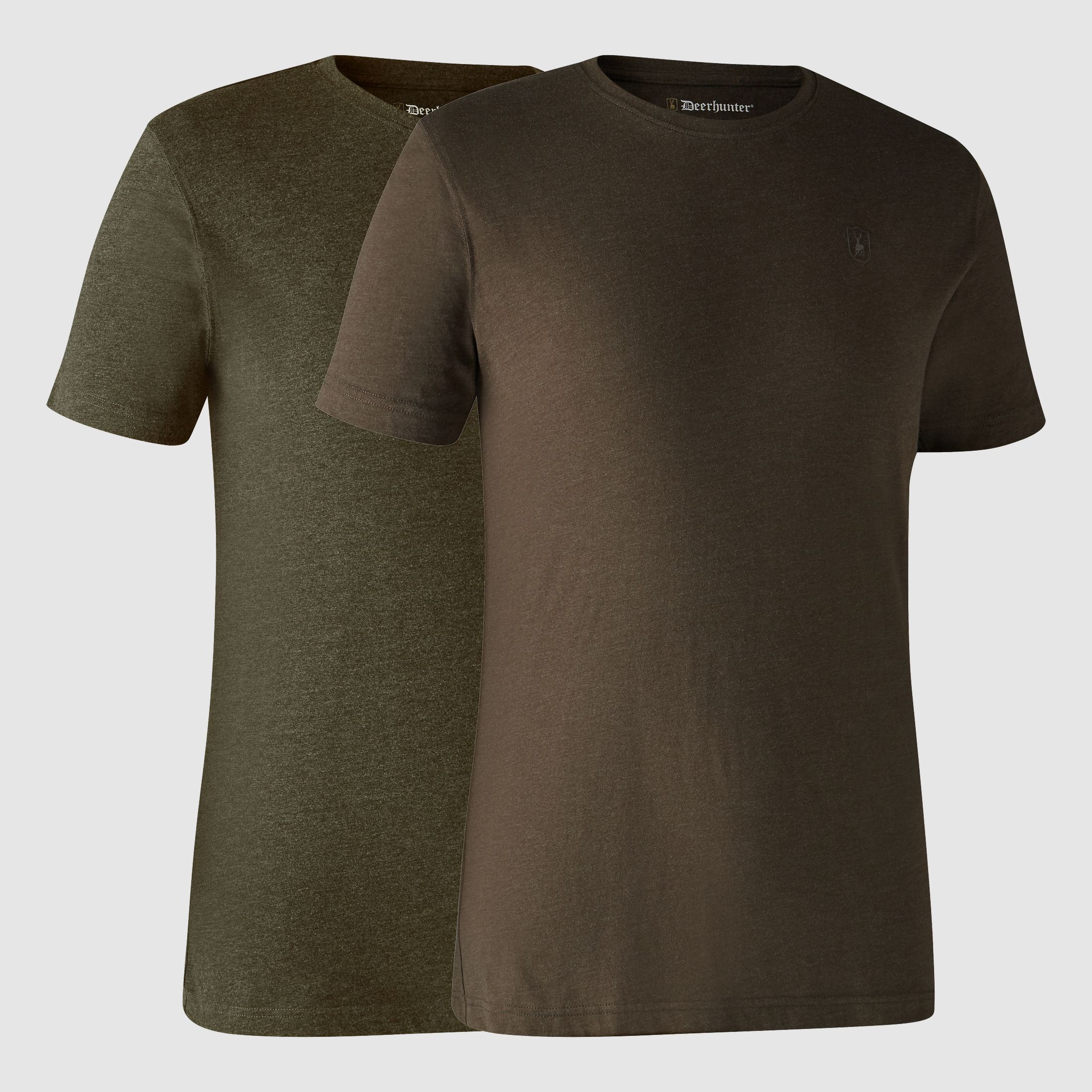 Basic T-Shirt im 2er-Pack - Adventure Green mel/Brown Leaf mel. – Größe: S