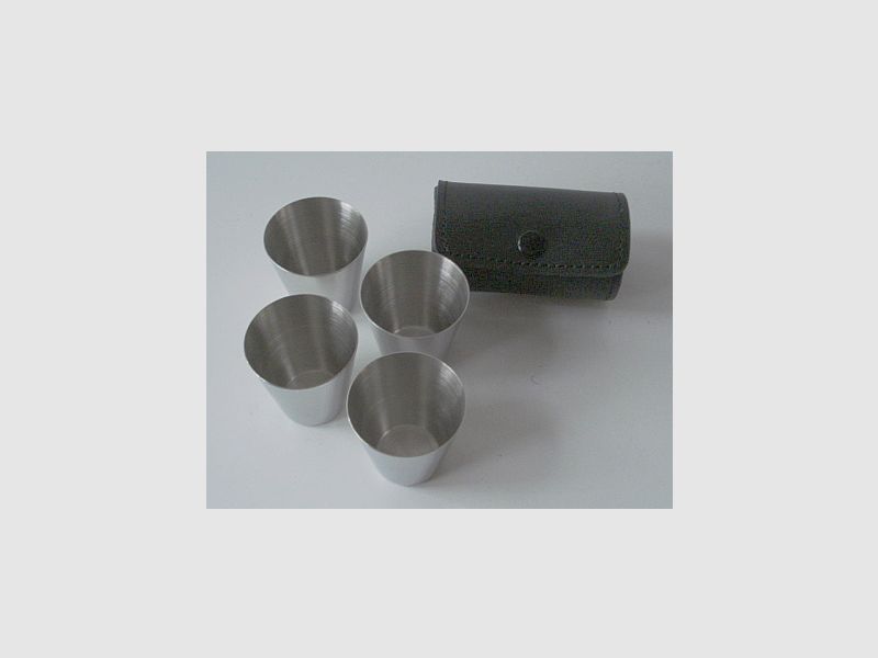 Becher Set 4 tlg. - mit schwarzer Lederhülle