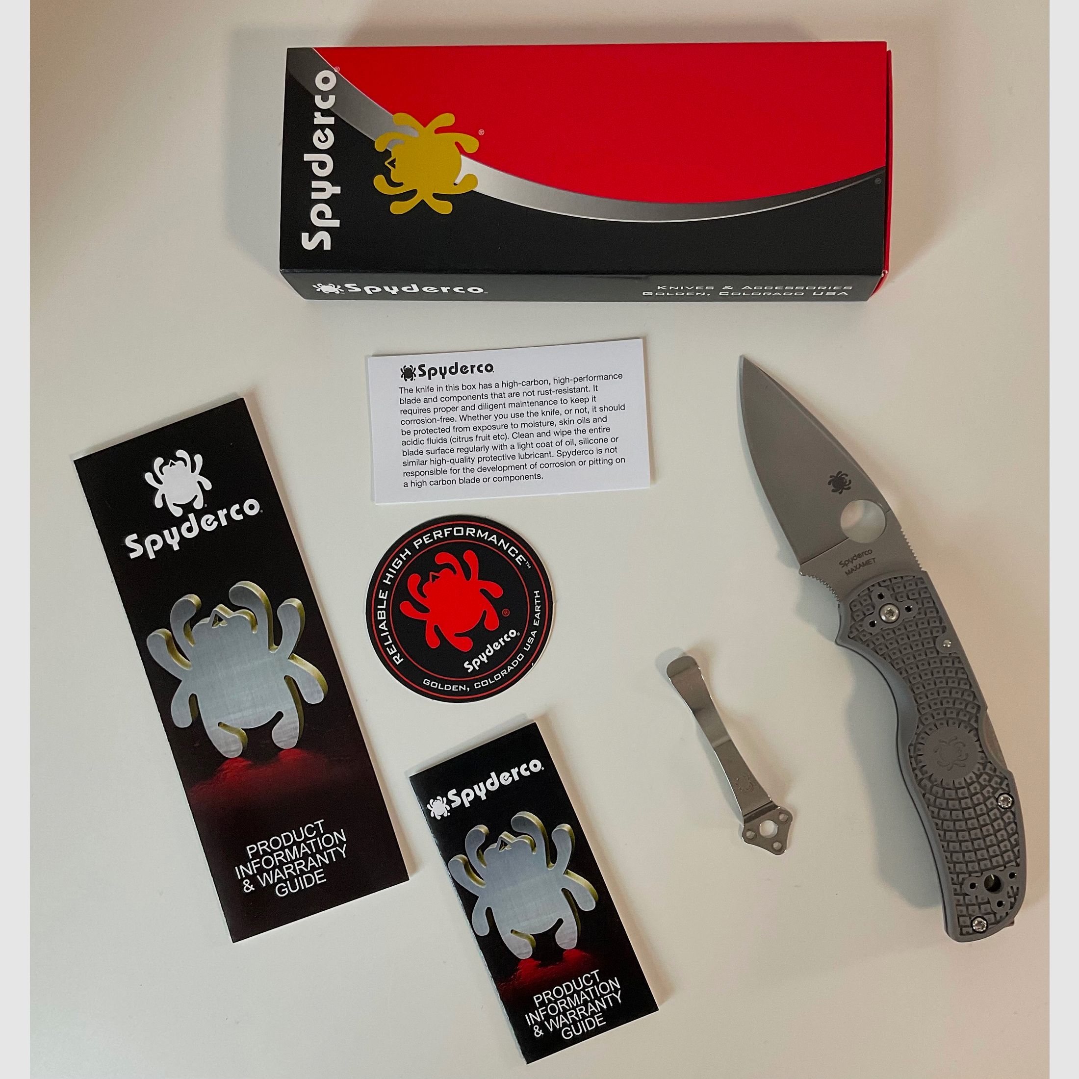 Spyderco Native 5 Maxamet C41GY5 Folder, FRN grau mit Deep Carry Clip von Lynch