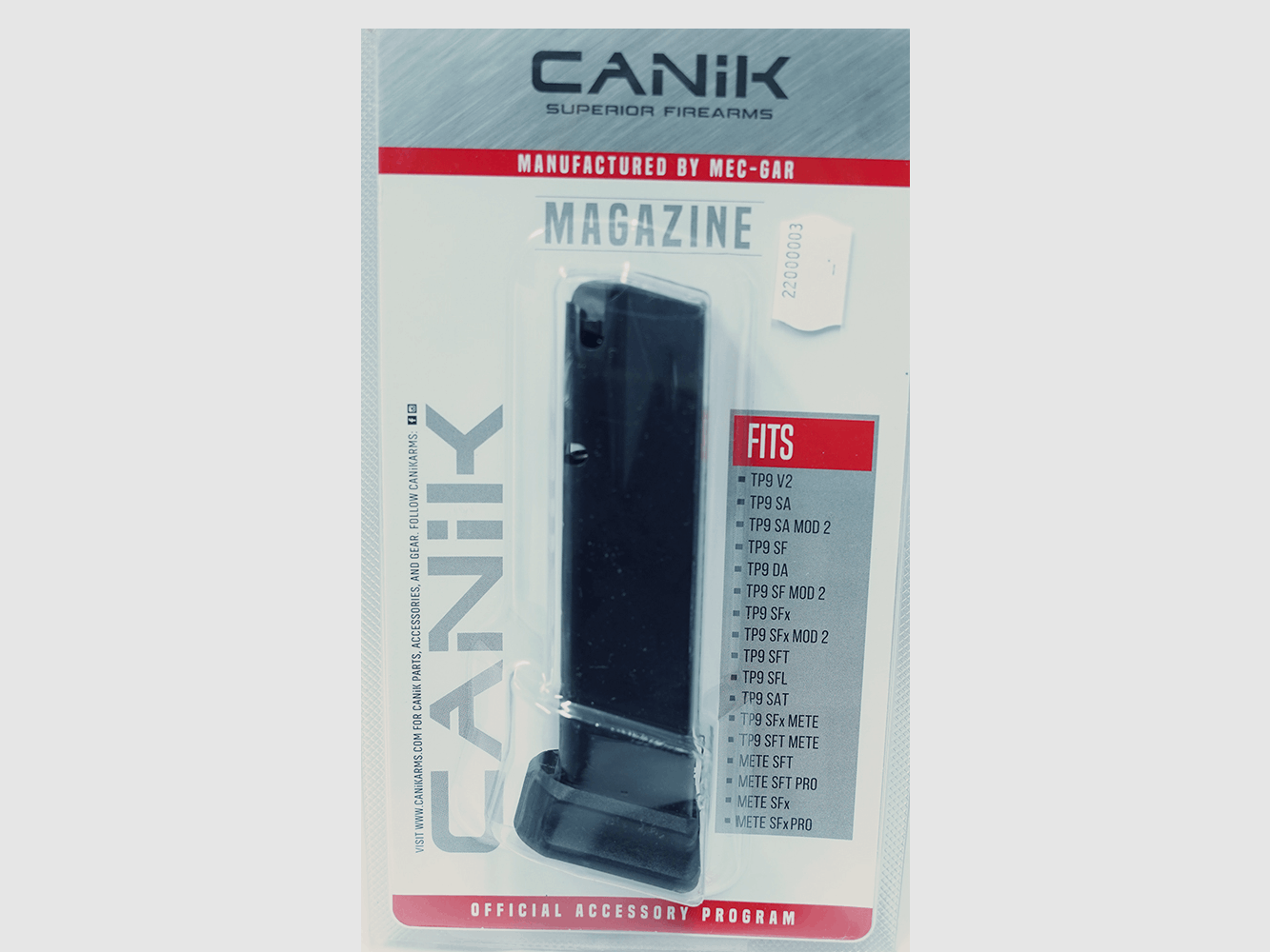 Chargeur Canik TP9, 9mm, 18+2 coups