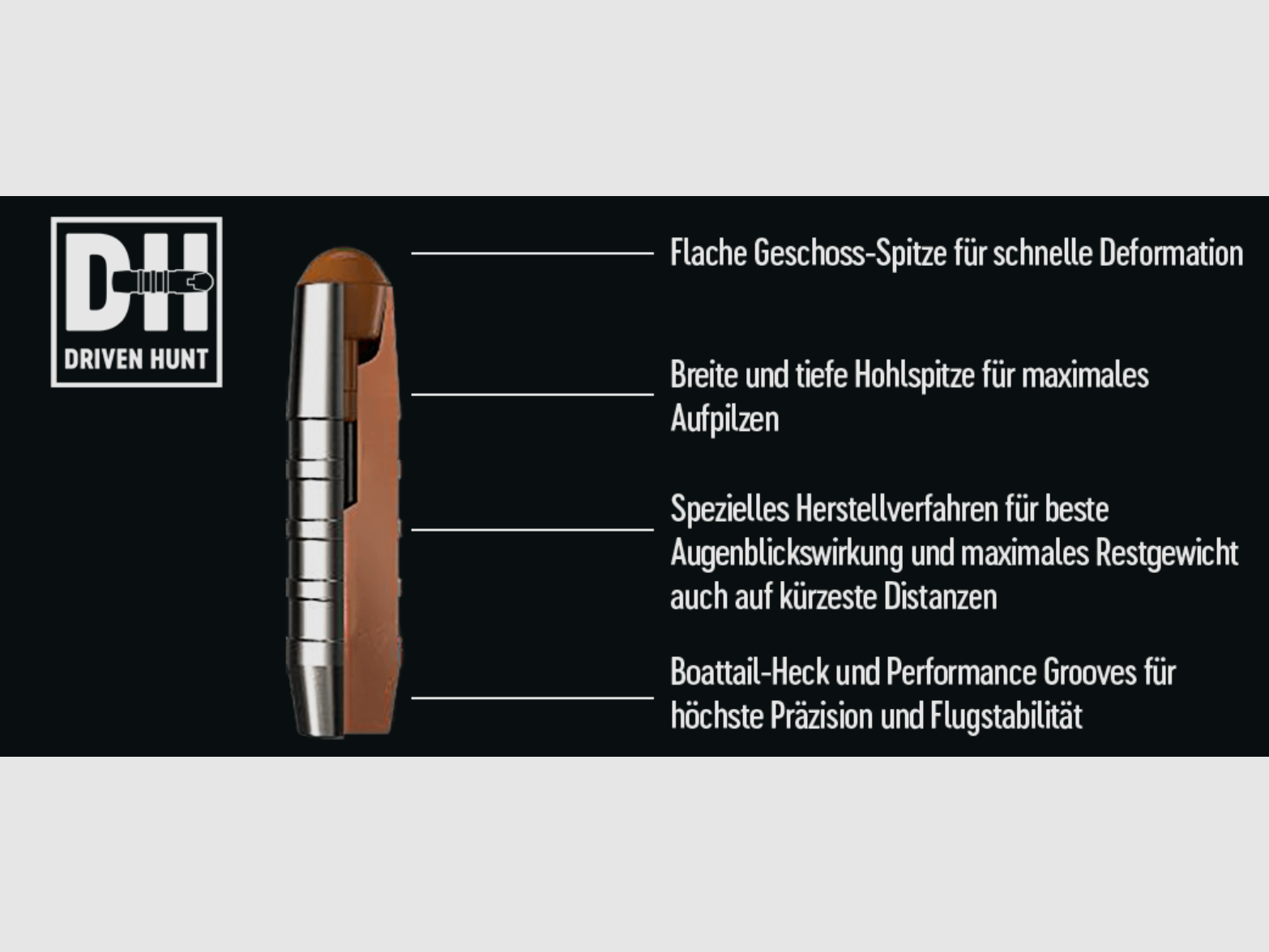 RWS 2428306 .308 Win. Driven Hunt Short Line 9,7g 150gr Bleifrei Langwaffenmunition