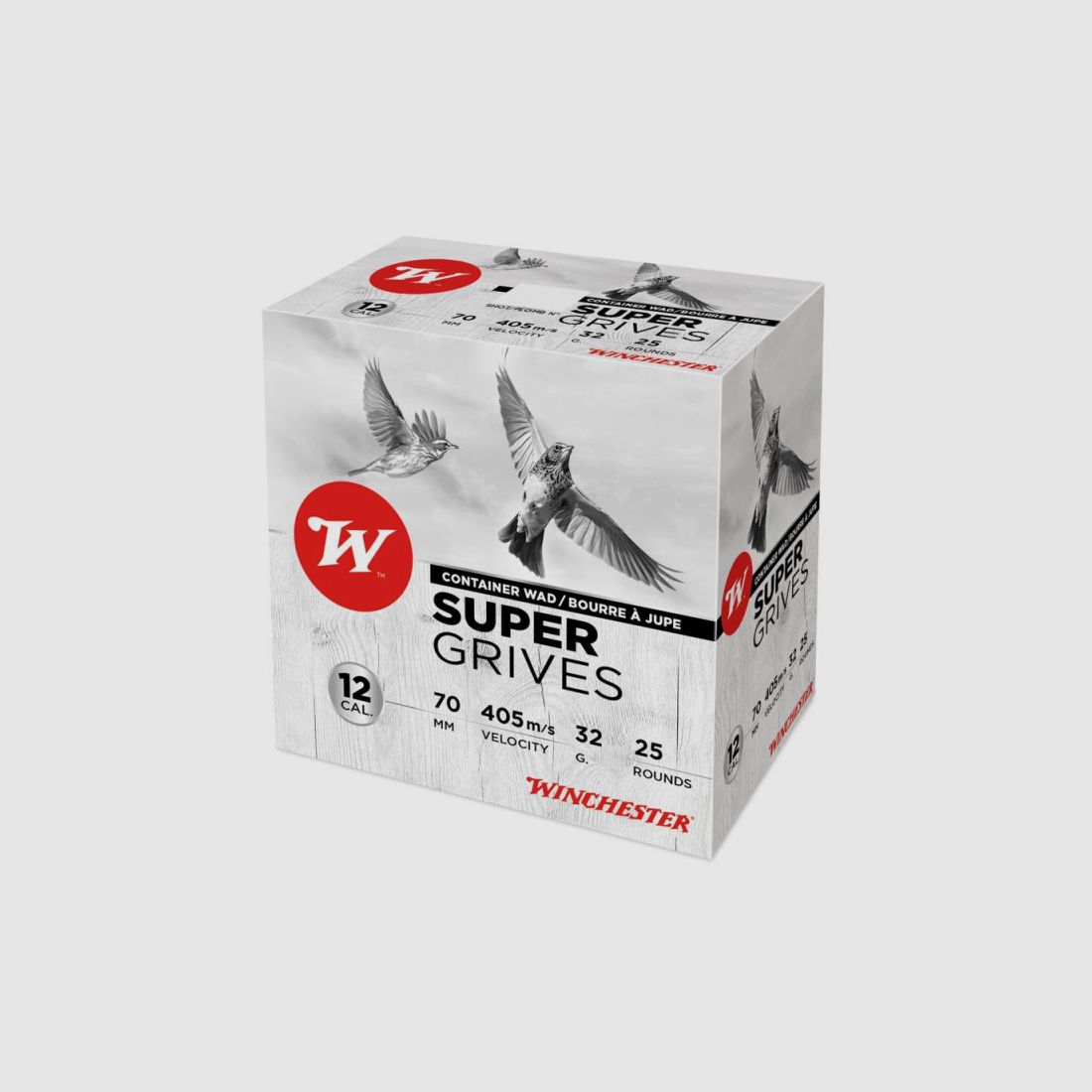 CARTON DE 250 CARTOUCHES WINCHESTER SUPER GRIVES CALIBRE 12 - 32G - BJ - PB 7.5