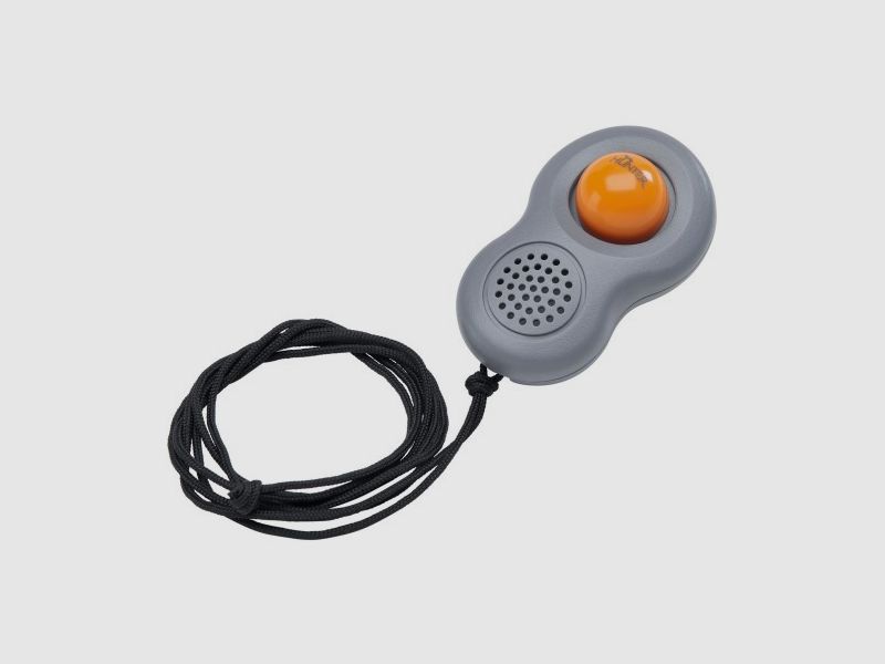 Hunter Clicker mit Umhängeband und Fingerschlaufe Kunststoff Grau/Orange