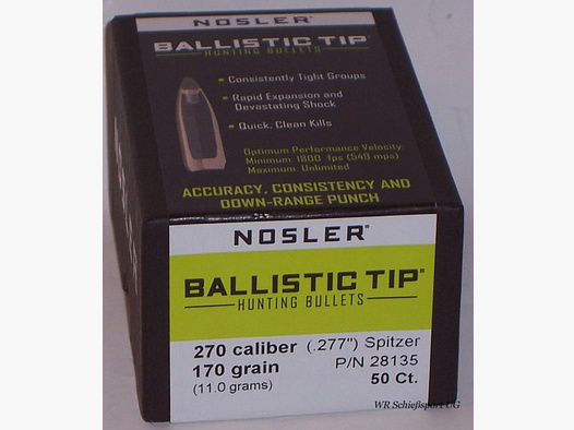 50St. NOSLER Geschosse .270(.277Dia.) - 170 - BALLISTIC TIP - #28135