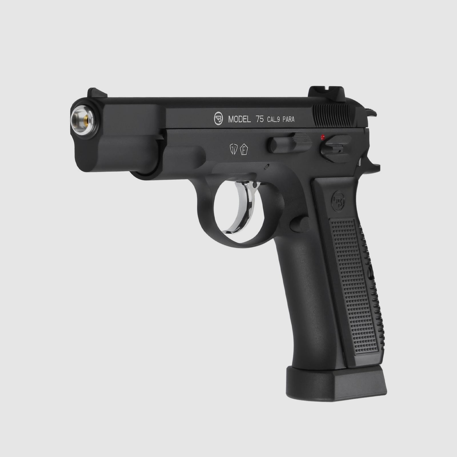 Luftpistolenset CZ 75 4,5 mm Stahl BB Co2-Pistole Vollmetall Blow Back (P18) + 10 Co2-Kapseln + 1500 Stahl-BB's 4komma5