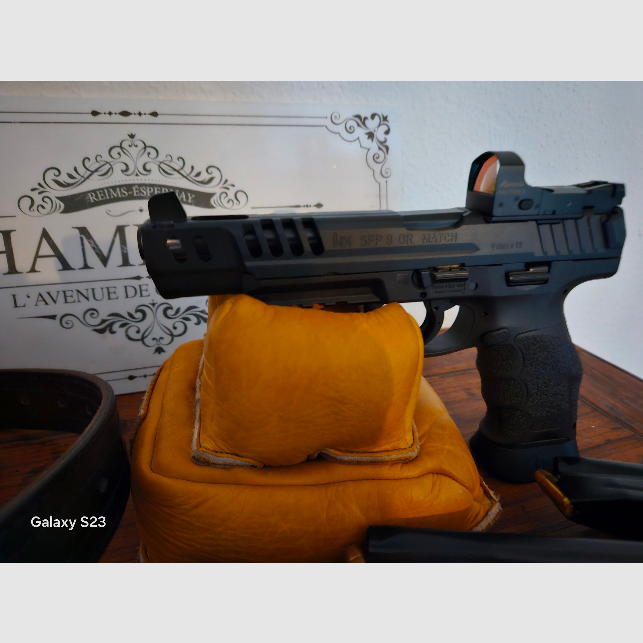 H&K SFP9 Match OR - larger rear sight & front sight - Burris - 8 magazines & Sickinger belt - also trade for watch!