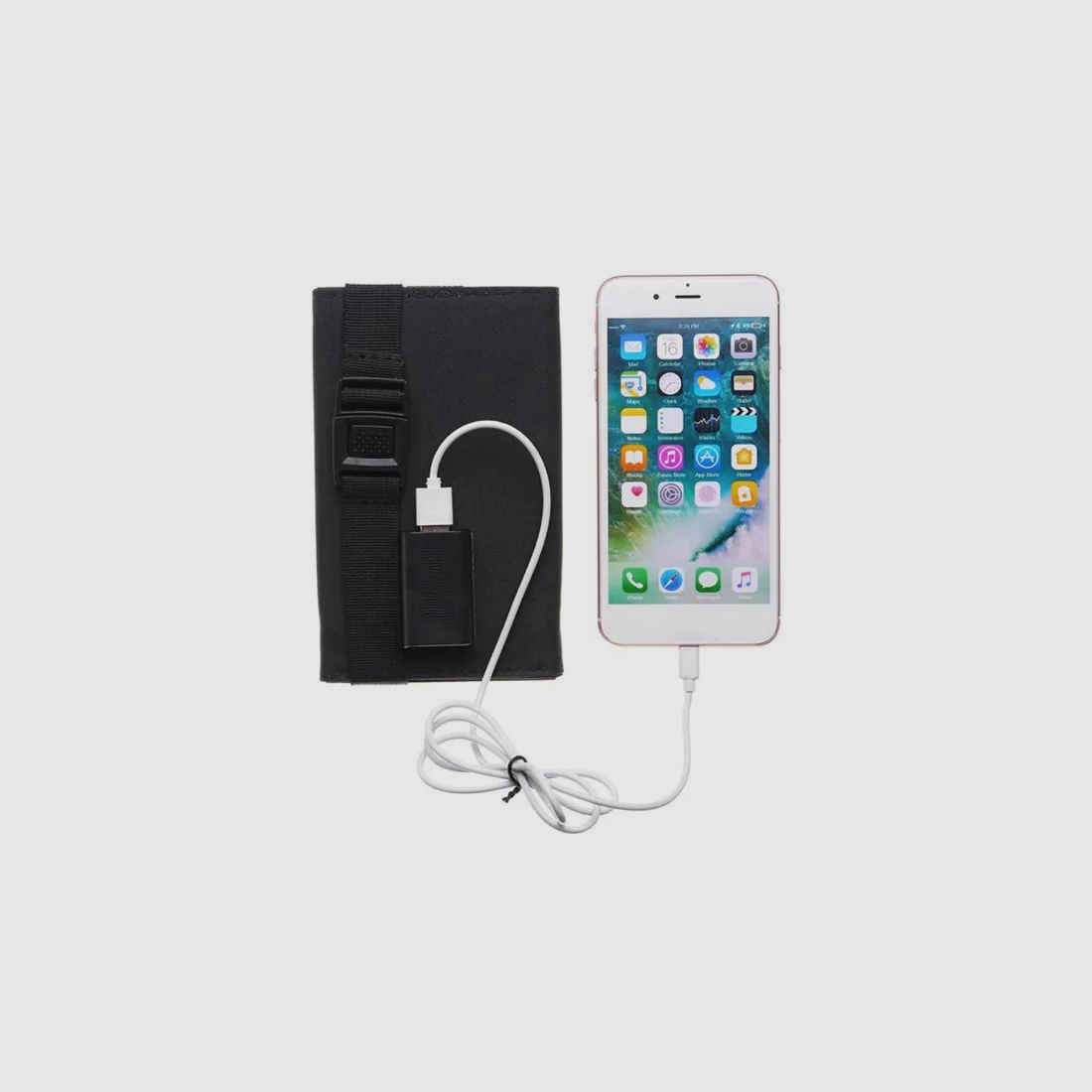 Pequeño panel solar plegable con conexión USB de 10-20 vatios en camuflaje digital verde
