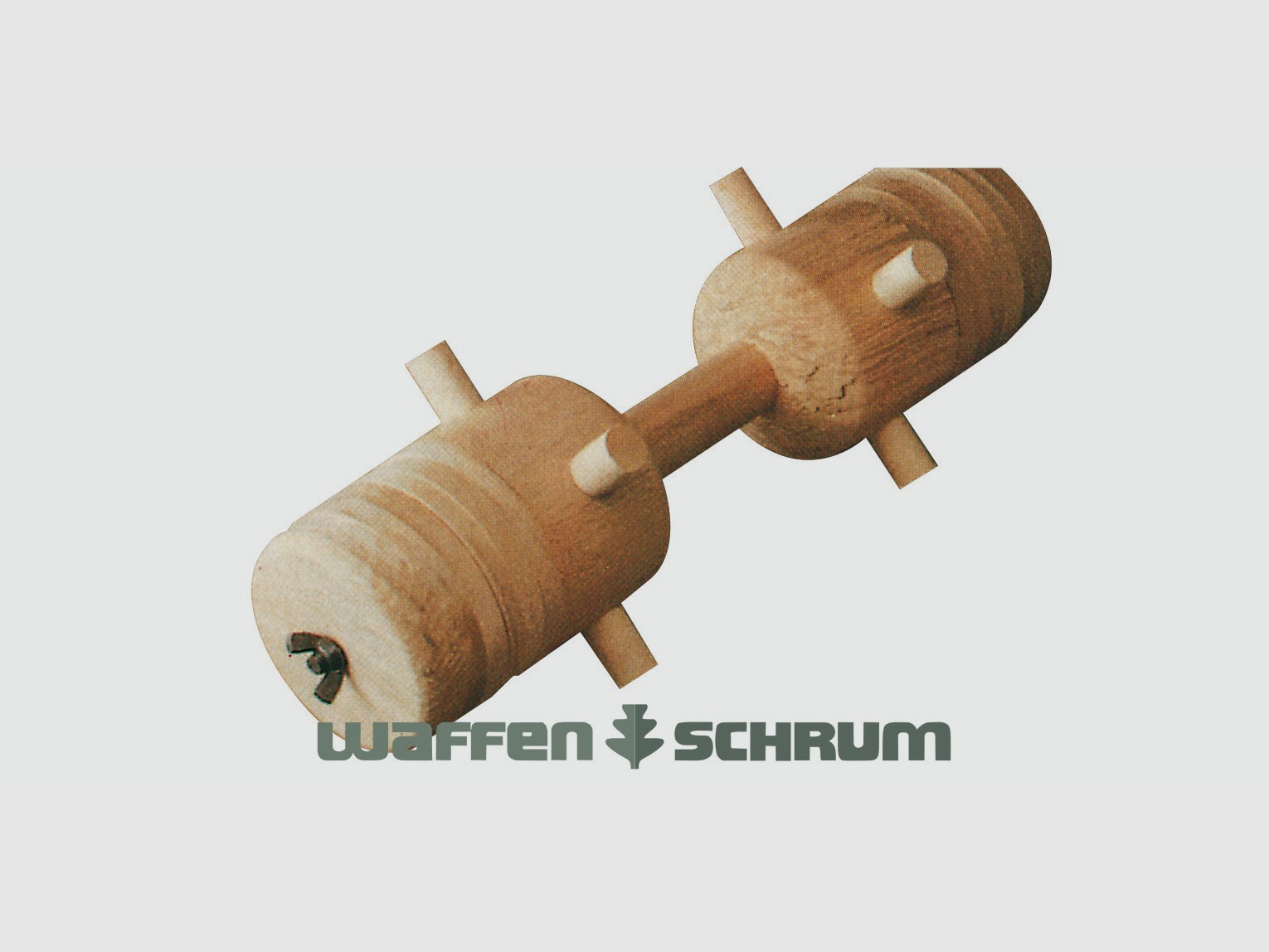 Hunting retrieving dummy made of wood, 10 wooden interchangeable discs, weight up to 1500g