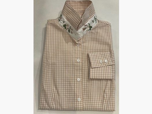 Blouse à carreaux Wallmann avec des fleurs en beige