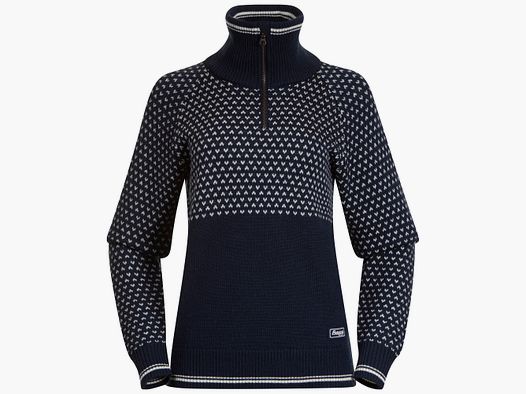 Bergans Alvdal Wool Half Zip Women Navy Blue/Vanilla White M