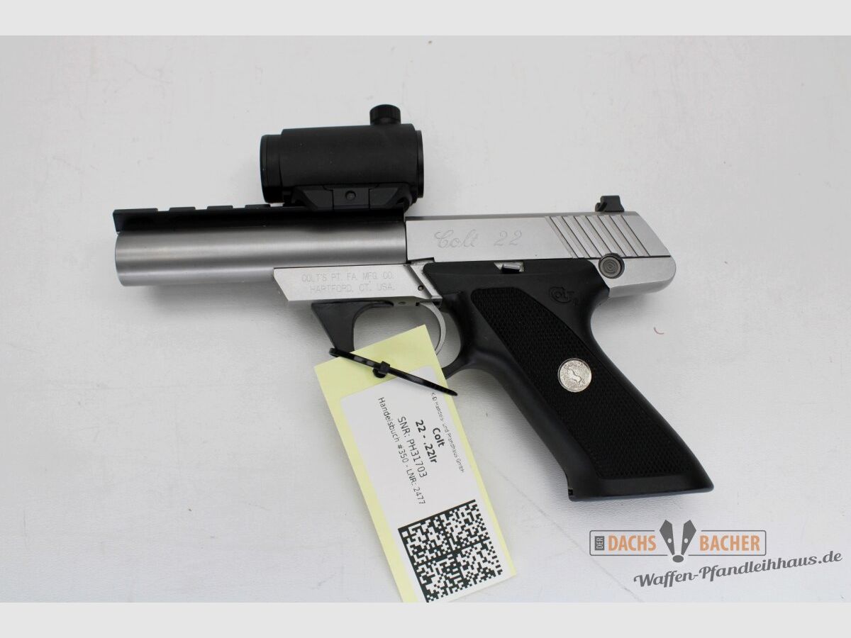 Pistola Colt 22 cal. .22lr con mirino Sutter WB2477, immagine 2 di 3