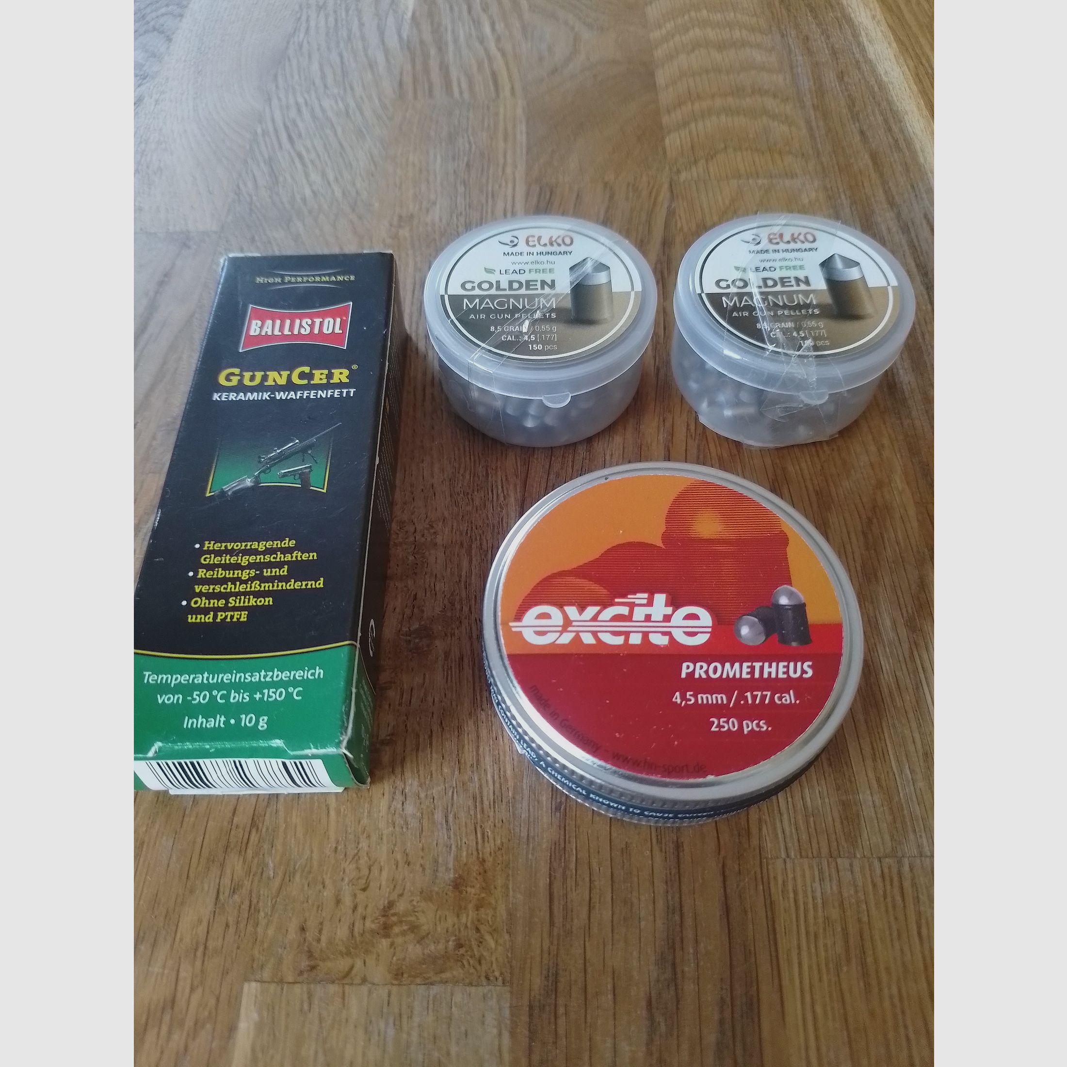 Luftgewehrmunition Spitzkopf-/ Rundkopf Diabolo 4,5mm / .177 cal. Diabolos + Waffenfett 