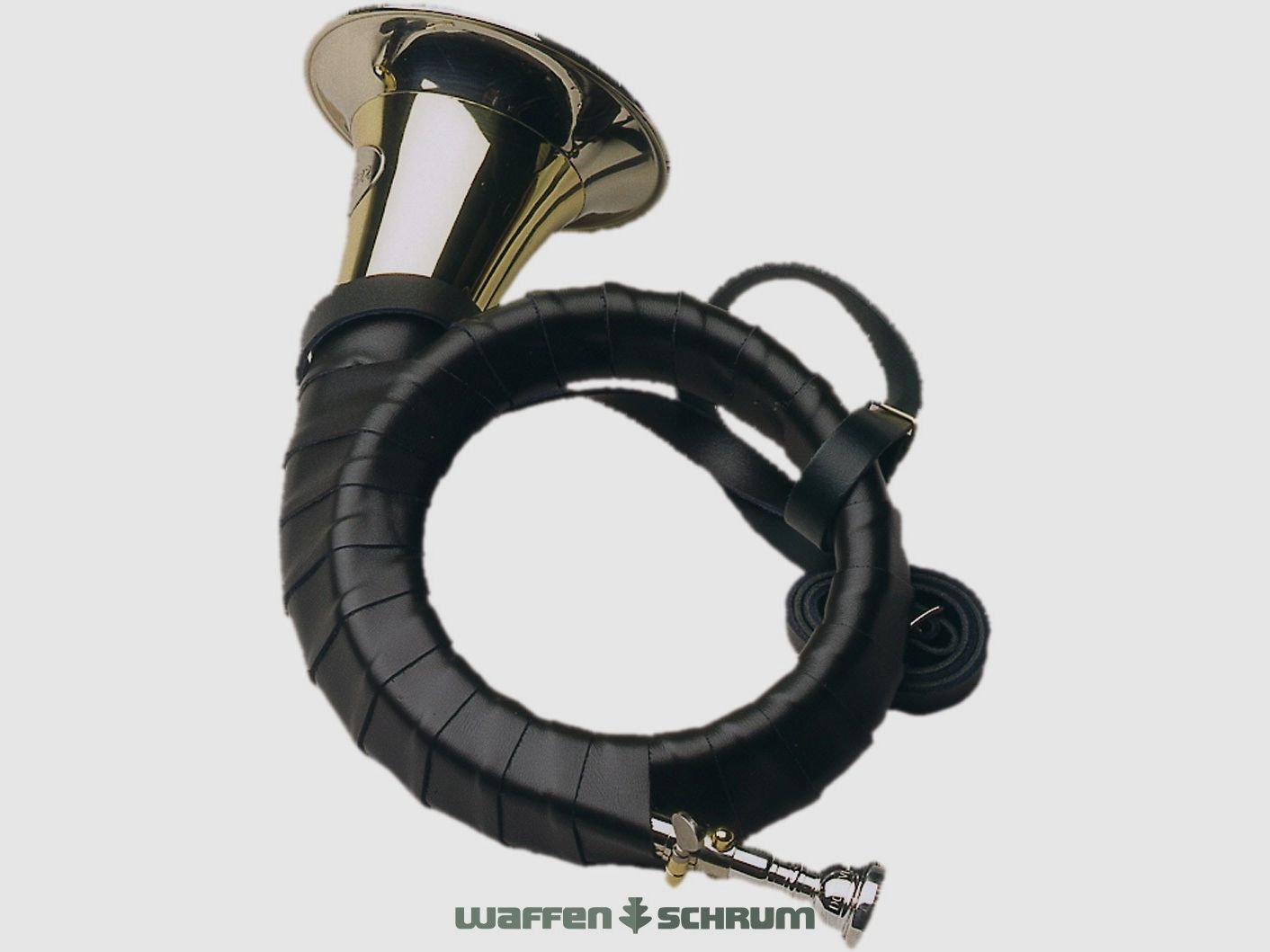 Dotzauer Fürst-Plesshorn B ''Meister Dotzauer''- 2-laiton doré - embout plaqué argent - coulisse en argent nickelé enroulement en cuir véritable - laque cuite - sangle en cuir