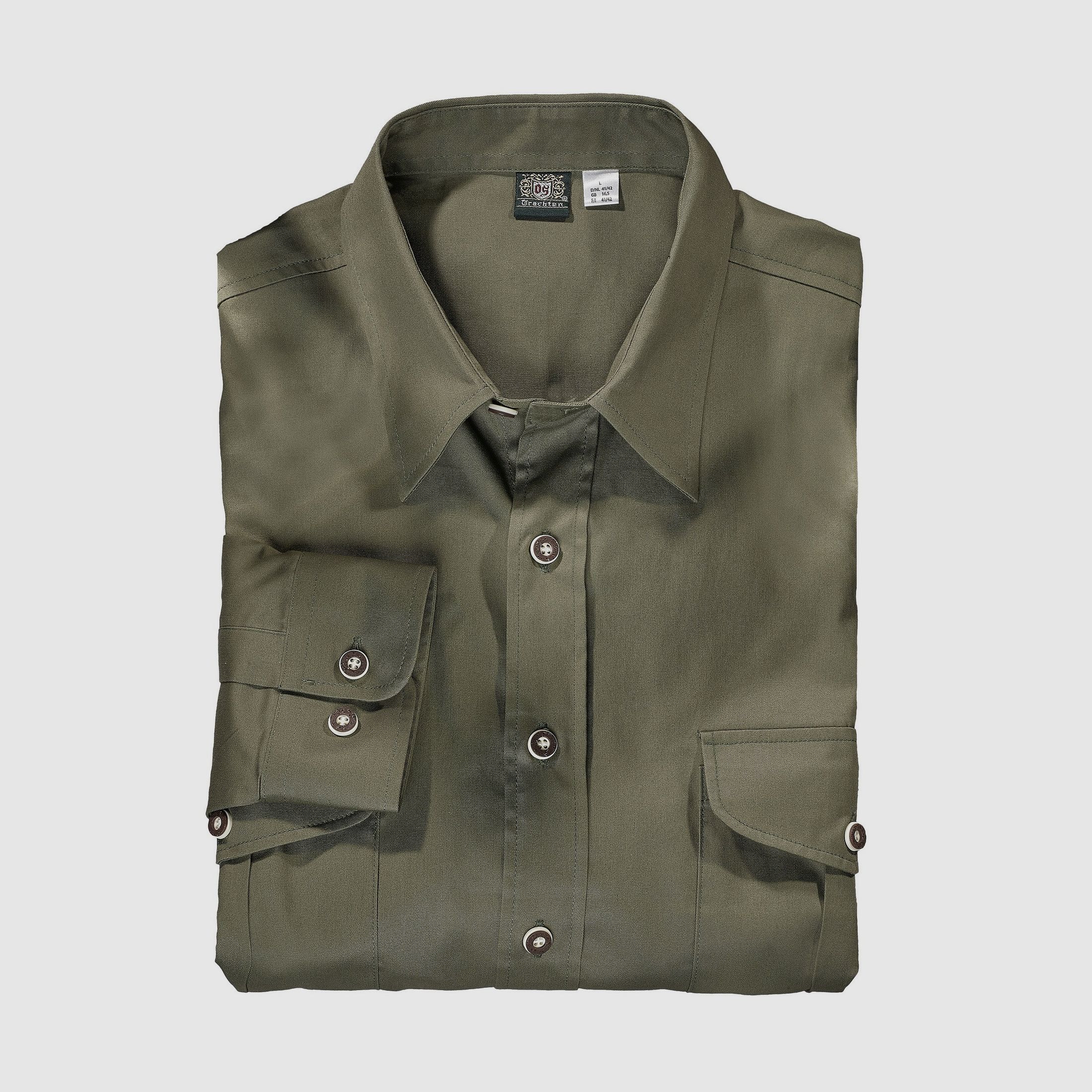OS-Trachten Men's Long Sleeve Shirt with Stretch Zone