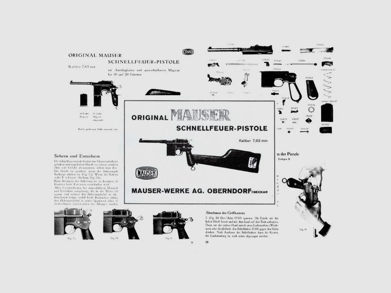 Nachdruck Bedienungsanleitung Pistole Mauser C96 Reihenfeuer