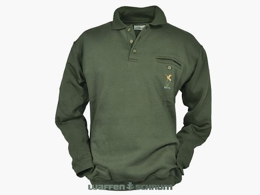 Hubertus Sweatshirt mit Entenstick  Oliv