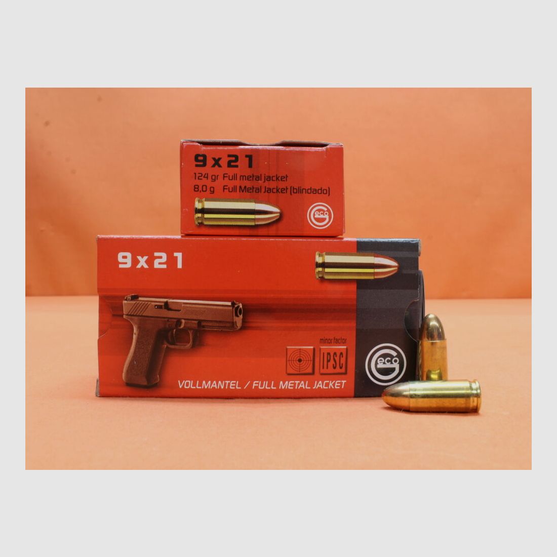 GECO Cartuccia 9x21IMI GECO 124grs FMJ (2317509) Confezione da 50 cartucce/ 8,0g palla intera