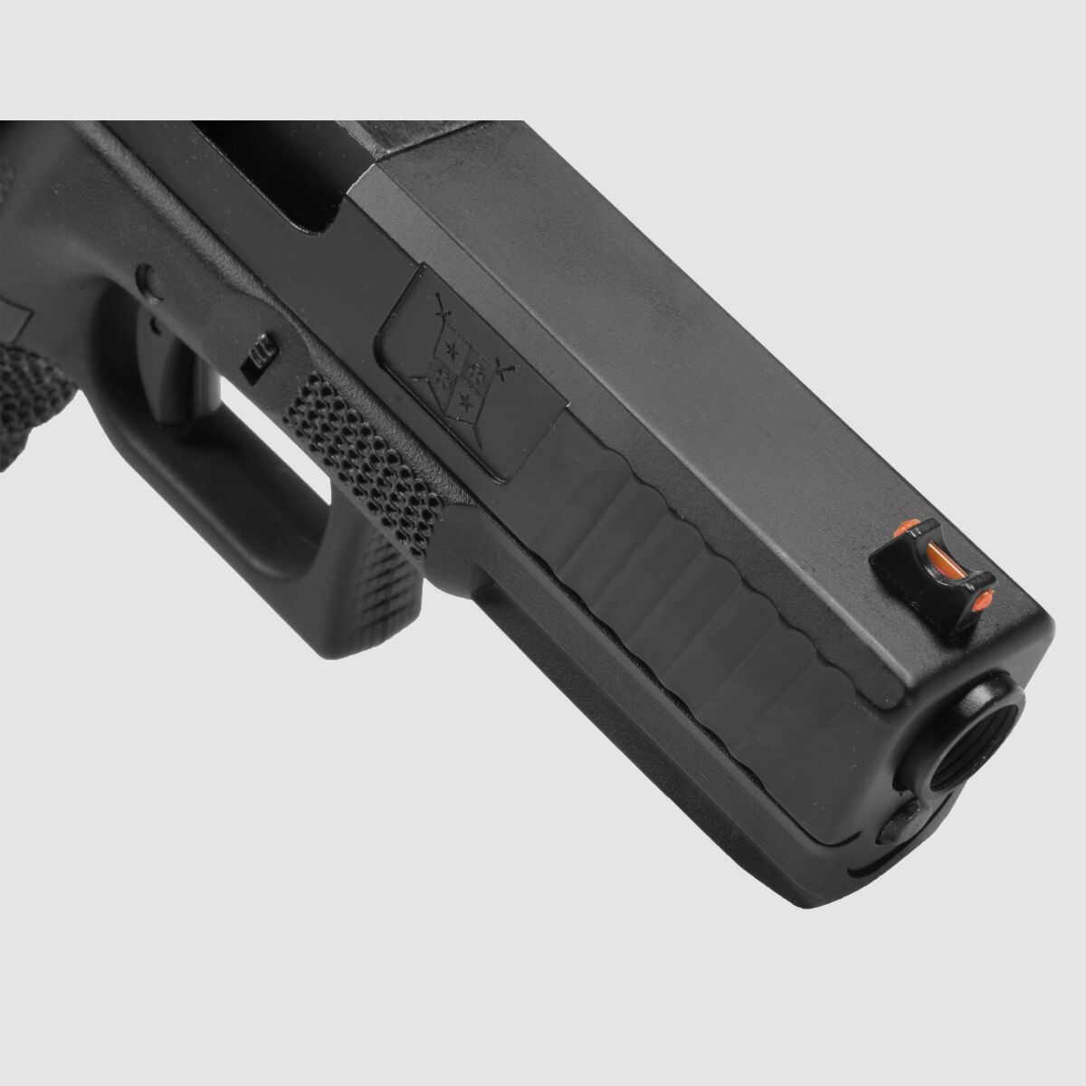 P04 GBB Airsoft Pistol with Grip Stippling in Black | Delta Armory