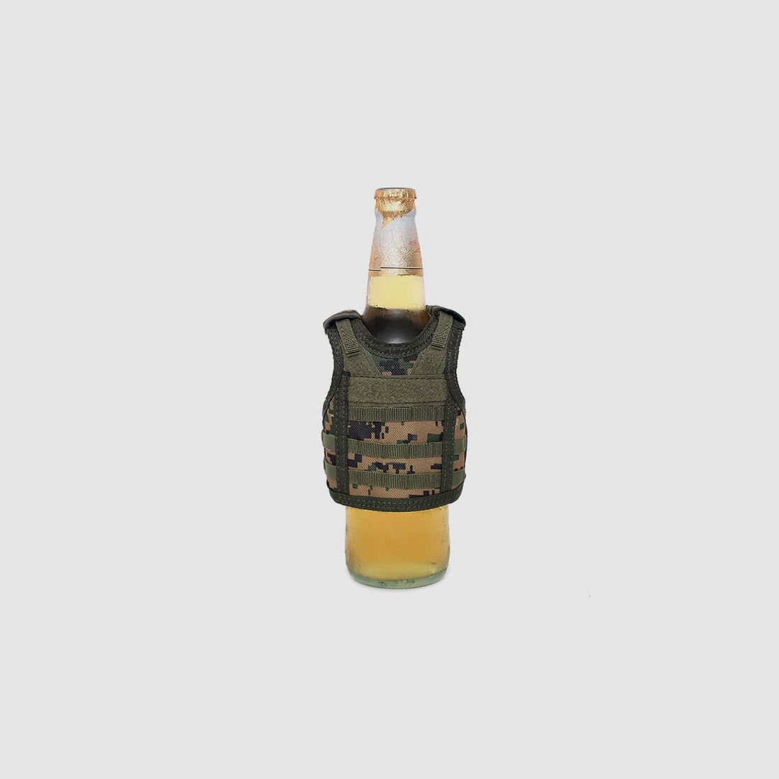 Mini Schutzweste für Bierflasche / Weinflasche / Thermosflasche - Digital Woodland